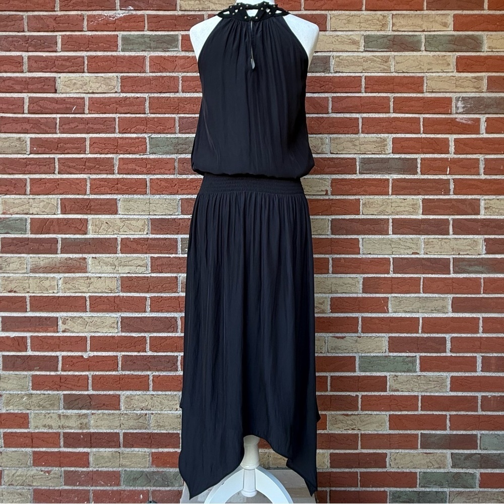 Ramy Brook Ruthie Black Studded Neckline Handkerchief Hem Dress π - Picture 7 of 17
